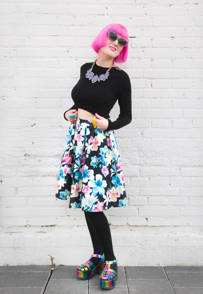 Quiz Clothing, Crop Top look, rainbow colours look