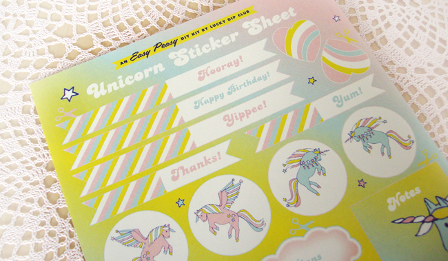 Lucky Dip Club Valley of the Unicorns monthly subscription box I Love Crafty crafty handmade UK stationary personalised lucky dip club, unicorn stickers, kawaii stationary