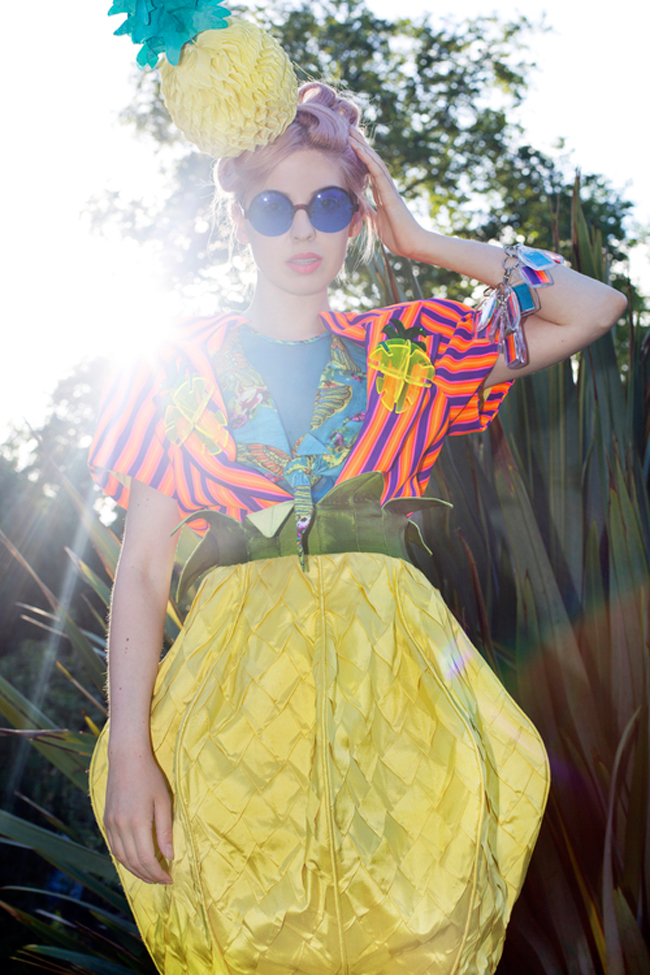 Ciara Monhan, pineapple headpiece, tropical fashion