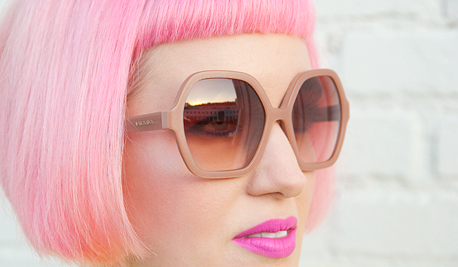 Sara is in Love with… eyewear sunglasses Prada dusty pink oversized ss2016 prada, sunglasses, ss2016