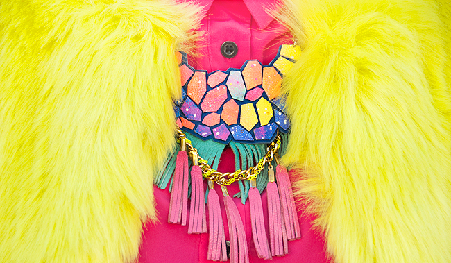 boo + boo factory, leather necklace, rainbow necklace