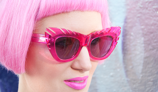 Sara is in Love with… blogger style fashion Chesire Cat dress Disney Napo Shop Karl Lagerfeld Coupette House of Holland Pink Tatty Devine Melissa street art outfit house of holland, pink sunglasses, pink hair