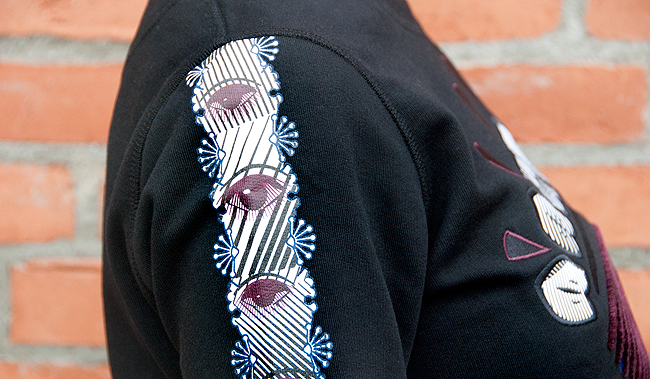 Sara is in Love with… blogger style street sporty casual satin bomber jacket Kenzo eye jumper metallic silver pleated skirt light up sneakers reebok Maison Martin Margiela kenzo jumper, eye jumper, kenzo world