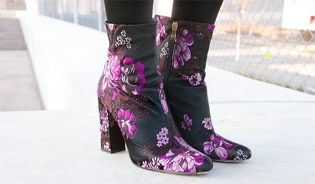 Sara is in Love with… blogger fashion style winter coat luxury faux fur Shrimps Claude Selfridges Silhouette eyewear sequin skirt Ego Official embroidered boots Swaroski Jean Paul Gaultier jewellery Ego Official, embroidered shoes, flower pattern shoes