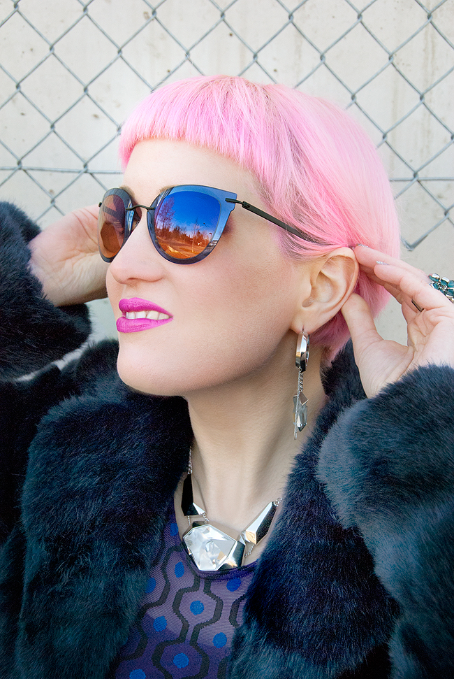 Sara is in Love with… blogger fashion style winter coat luxury faux fur Shrimps Claude Selfridges Silhouette eyewear sequin skirt Ego Official embroidered boots Swaroski Jean Paul Gaultier jewellery Silhouette Eyewear, Jean Paul Gaultier x Swarovski, blogger loook