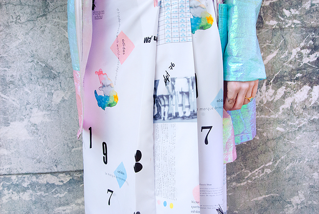 Adidas skirt, poster print skirt, street style