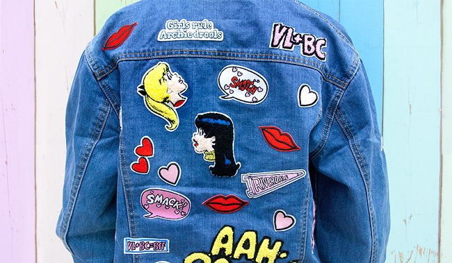 denim jacket, patches, betty and veronica