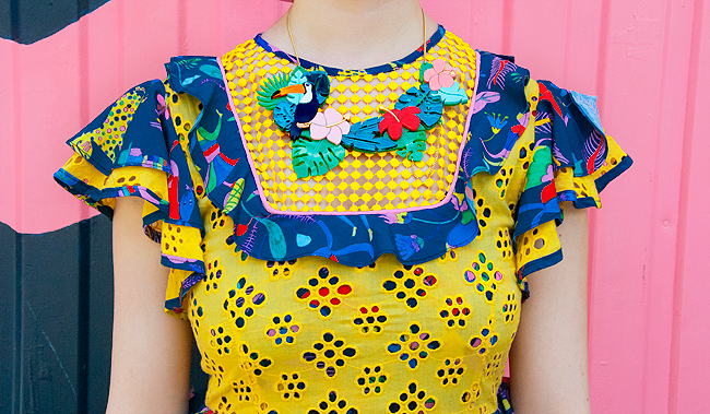 tropical necklace, la vidriola, perspex necklace