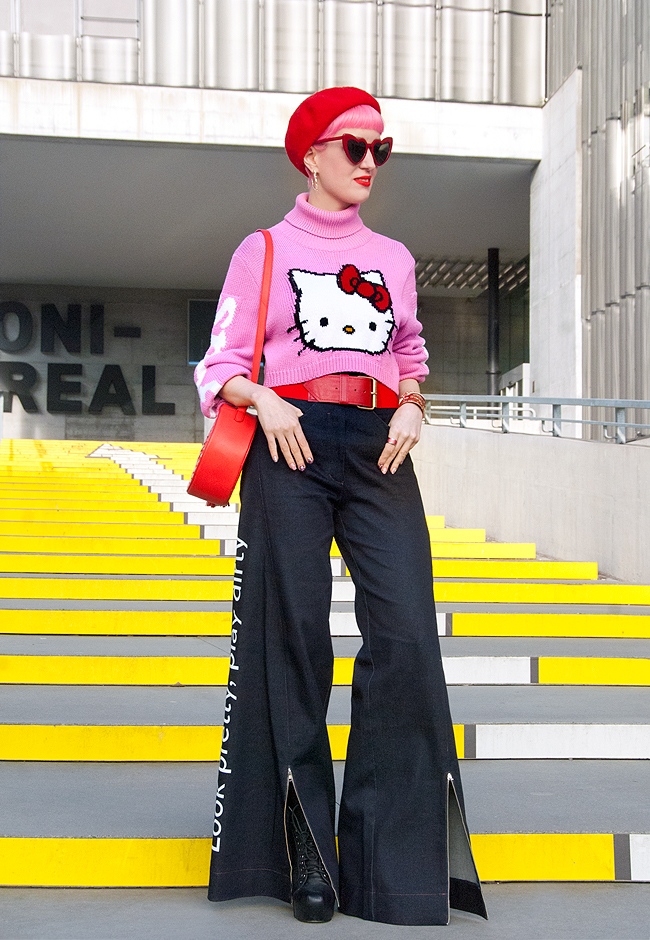 Damur, widelegged trousers, Hello Kitty